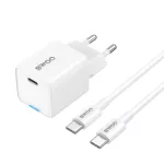 Hálózati töltő - 30W - USB-C + Type-c - fehér - BWOO GaN PD