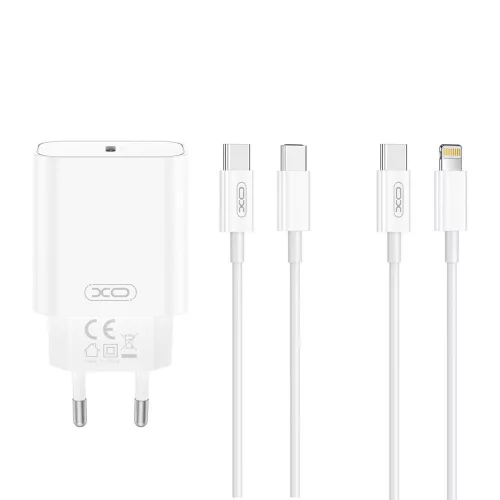 Hálózati tölto - 20W - USB-C + USB-C to Lightning kábel - fehér - XO-CE32