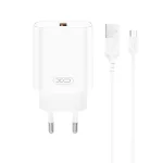 Hálózati töltő - 18W - USB-A + USB-C kábel - fehér - XO-CE33