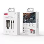 Autós tölto - 1x USB-C + USB-C - USB-C adatkábel - fekete - XO CC70 PD 30W
