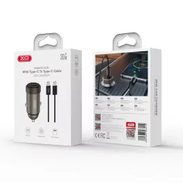   Autós tölto - 1x USB-C + USB-C - USB-C adatkábel - fekete - XO CC70 PD 30W