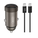 Autós tölto - 1x USB-C + USB-C - USB-C adatkábel - fekete - XO CC70 PD 30W