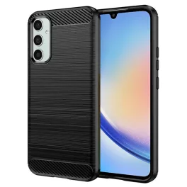   Techsuit - Hátlap tok - Carbon Szilikon - Samsung Galaxy A34 5G - Black (fekete)