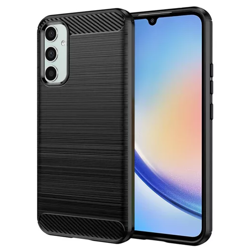 Techsuit - Hátlap tok - Carbon Szilikon - Samsung Galaxy A34 5G - Black (fekete)