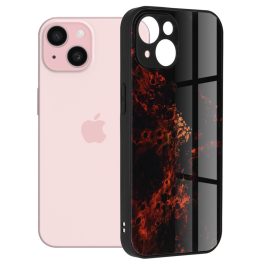  iPhone15 - Hátlap tok - piros-fekete - mintás - Techsuit Glaze