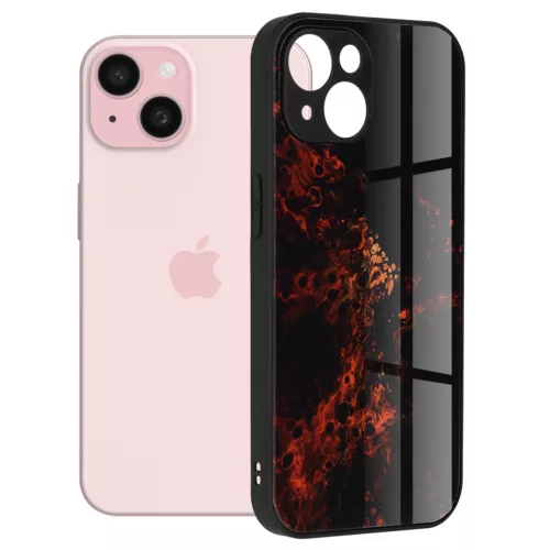 iPhone15 - Hátlap tok - piros-fekete - mintás - Techsuit Glaze