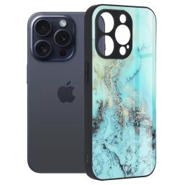   iPhone15 Plus - Hátlap tok - kék - mintás - Techsuit Glaze