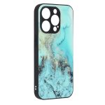 iPhone15 Plus - Hátlap tok - kék - mintás - Techsuit Glaze