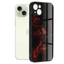   iPhone15 Plus - Hátlap tok - piros-fekete - mintás - Techsuit Glaze