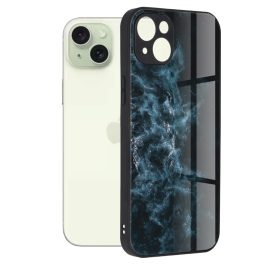   iPhone15 Plus - Hátlap tok - kék-fekete - mintás - Techsuit Glaze