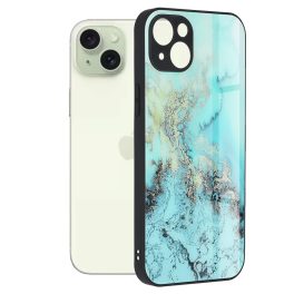   iPhone15 Plus - Hátlap tok - kék - mintás - Techsuit Glaze