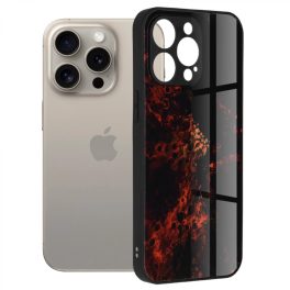   iPhone15 Pro - Hátlap tok - piros-fekete - mintás - Techsuit Glaze
