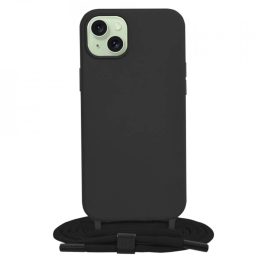 iPhone15 Plus - Hátlap tok - fekete - Crossbody Lanyard