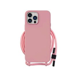   iPhone15 Plus - Hátlap tok - rózsaszín - Techsuit Crossbody Lanyard