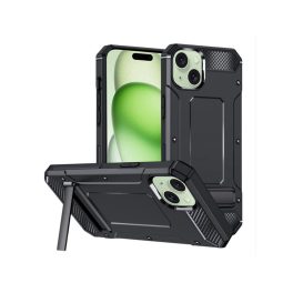   iPhone15 - Hátlap tok - fekete - Techsuit Hybrid Armor Kickstand