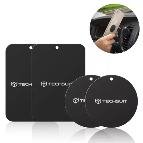 Techsuit - (4 db) Fém lap (MP04) - Matt  3M Ragasztó - Black (fekete)