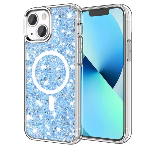 iPhone13 - Hátlap tok MagSafe - kék - csillámos - Techsuit Sparkly Glitter