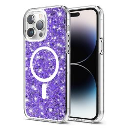   Techsuit - Sparkly Glitter MagSafe csillámos tok- iPhone 14 Pro Max - Purple (lila)