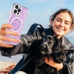 iPhone15 Pro - Hátlap tok MagSafe - lila - csillámos - Techsuit Sparkly Gli