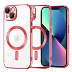 iPhone 13 - Hátlap tok MagSafe - átlátszó-piros -Luxury Crystal MagSafe