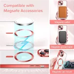iPhone 13 - Hátlap tok MagSafe - átlátszó-piros -Luxury Crystal MagSafe