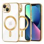 iPhone 13 - Hátlap tok MagSafe - átlátszó-arany - Luxury Crystal MagSafe