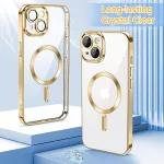 iPhone 13 - Hátlap tok MagSafe - átlátszó-arany - Luxury Crystal MagSafe