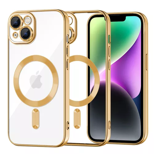 iPhone14 - Hátlap tok MagSafe - arany - Techsuit Luxury Crystal