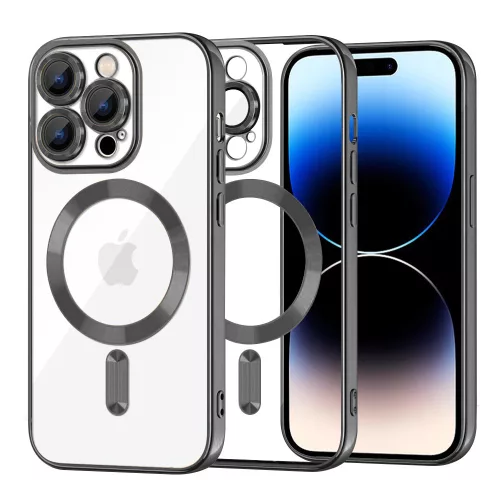 iPhone14 Pro - Hátlap tok MagSafe - fekete - Techsuit Luxury Crystal