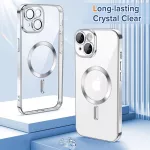 iPhone15 - Hátlap tok MagSafe - ezüst - Techsuit Luxury Crystal