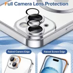 iPhone15 - Hátlap tok MagSafe - ezüst - Techsuit Luxury Crystal