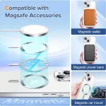 iPhone15 - Hátlap tok MagSafe - ezüst - Techsuit Luxury Crystal