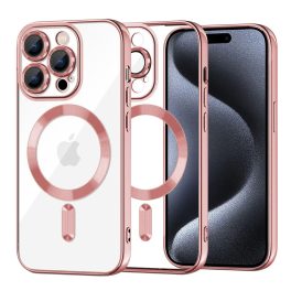   iPhone15 - Hátlap tok MagSafe - rózsaszín - Techsuit Luxury Crystal