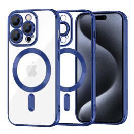   iPhone15 Pro - Hátlap tok MagSafe - sötétkék - Techsuit Luxury Crystal