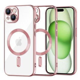   iPhone15 Plus - Hátlap tok MagSafe - rózsaszín - Techsuit Luxury Crystal