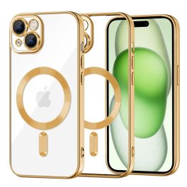   iPhone15 Plus - Hátlap tok MagSafe - arany - Techsuit Luxury Crystal