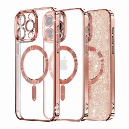   iPhone13 Pro Max - Hátlap tok MagSafe - rose gold - Techsuit Luxury Glitter