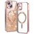 iPhone14 Plus - Hátlap tok MagSafe - rose gold - Techsuit Luxury Glitter