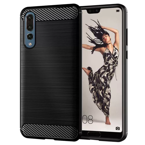 Techsuit - Carbon Silicone tok - Huawei P20 Pro - Black (fekete)
