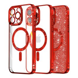   Techsuit - Luxury Glitter MagSafe tok - iPhone15 Pro - Red (piros)