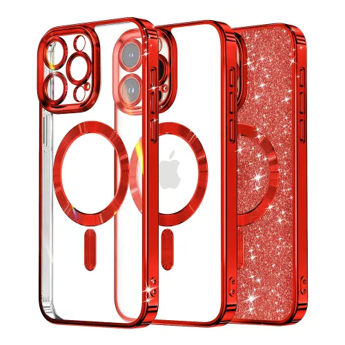 Techsuit - Luxury Glitter MagSafe tok - iPhone15 Pro - Red (piros)