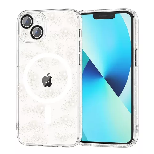 iPhone13 - Hátlap tok MagSafe - átlátszó - csillámos - Techsuit SparkleSkin