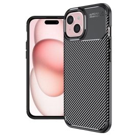iPhone15 - Hátlap tok - fekete - Techsuit CarbonFiber