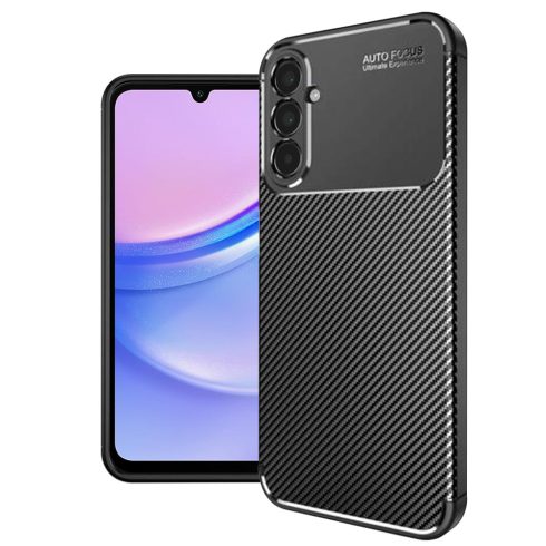 Techsuit - Hátlap tok - CarbonFiber - Samsung Galaxy A15 4G / A15 5G - Black (fekete)