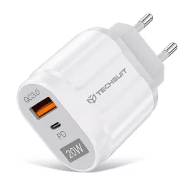   Hálózati adapter - 20W - USB-C - USB-A - fehér - Techsuit CHPD038