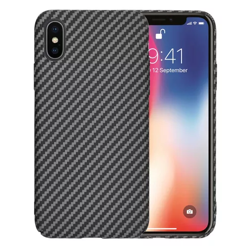 Techsuit - Carbonite FiberShell tok - iPhoneX / iPhoneXS - Black (fekete)
