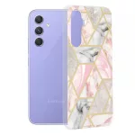 iPhone16 Plus - Hátlap tok - rózsaszín - mintás - Techsuit Marble