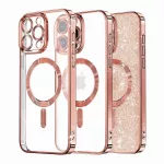 iPhone16 Pro - Hátlap tok MagSafe - rose gold - Techsuit Luxury Glitter