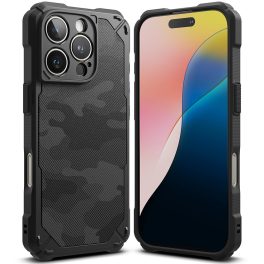   iPhone16 Pro - Hátlap tok - fekete - terepmintás - Ringke Rugged Gear