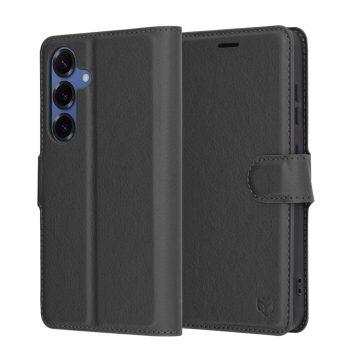   Techsuit - Leather Folio Notesz tok - SAMSUNG  S25 - Black (fekete)